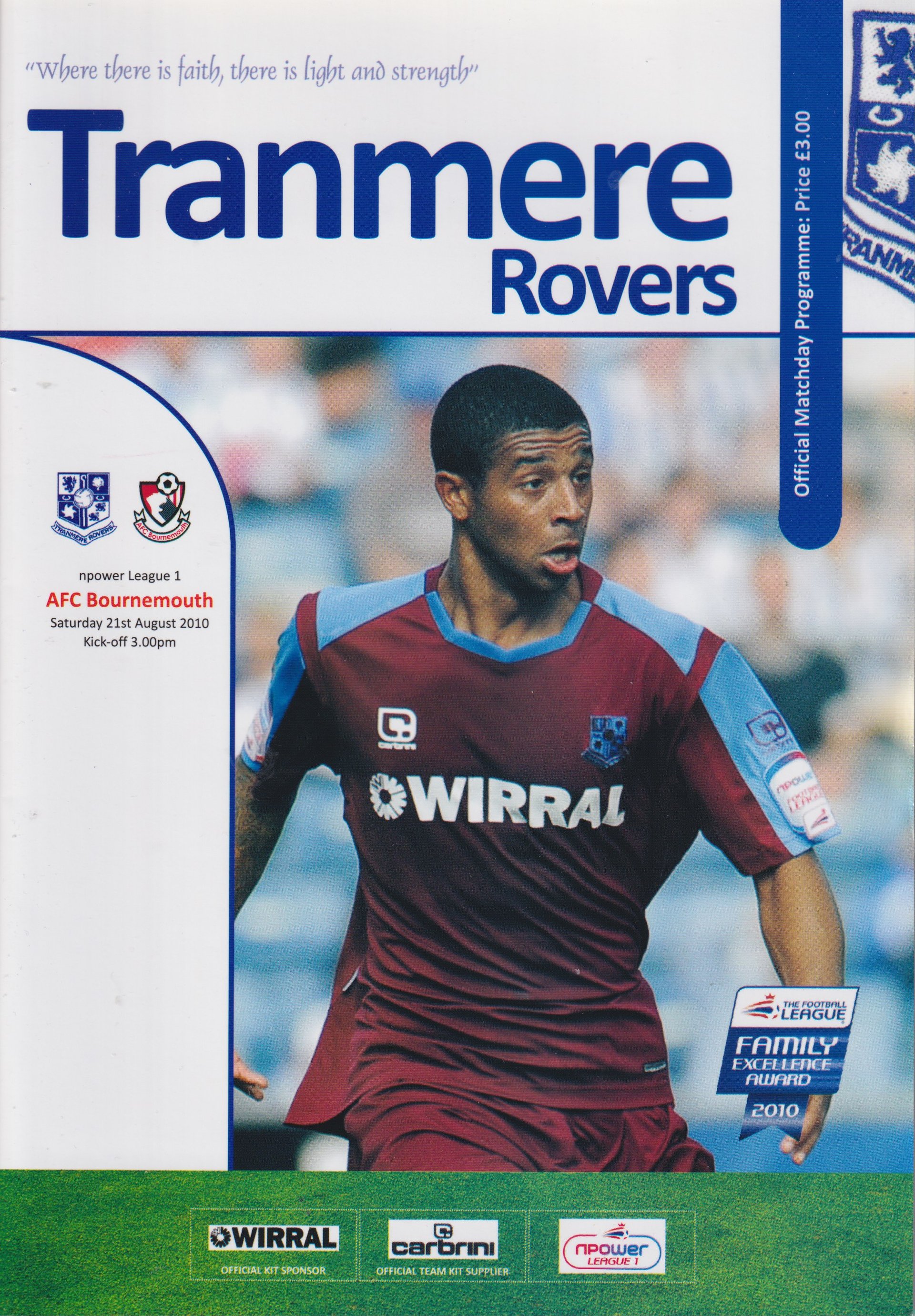 Tranmere Rovers v AFC Bournemouth match programme